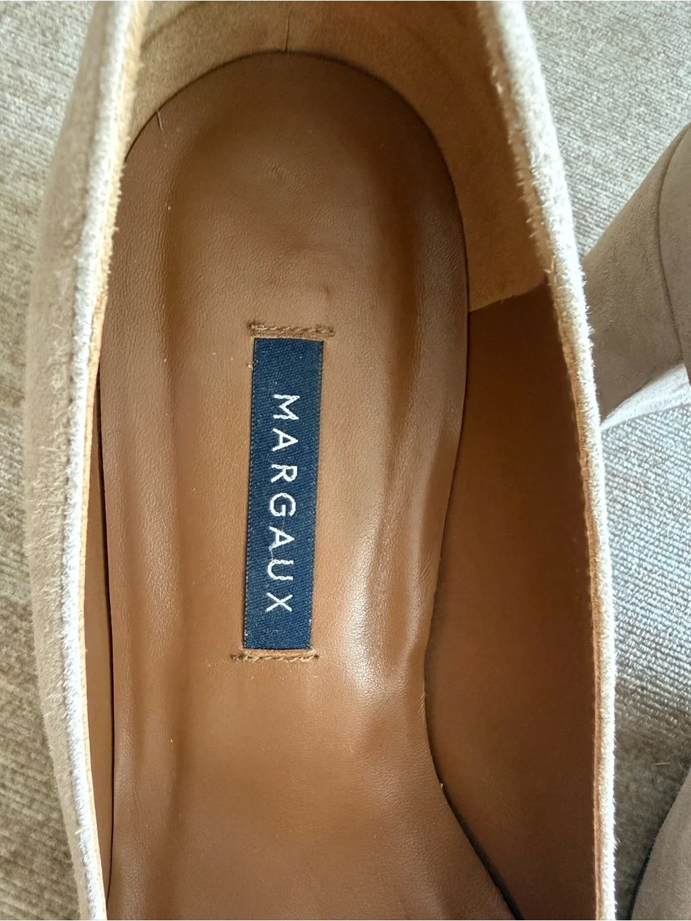Margaux Nude Suede Block Heel Pumps